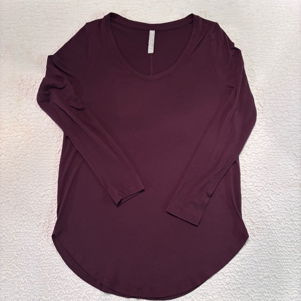 Athleta Athleisure Top Soft Modal Scoop Neck Long‎ Sleeve Tunic Relaxed Fit, LT